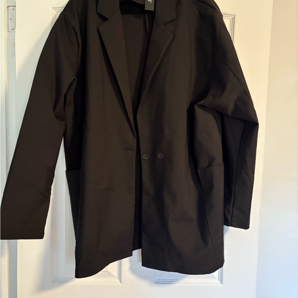 Veston double boutonnage - Elegant Black Trench Coat
